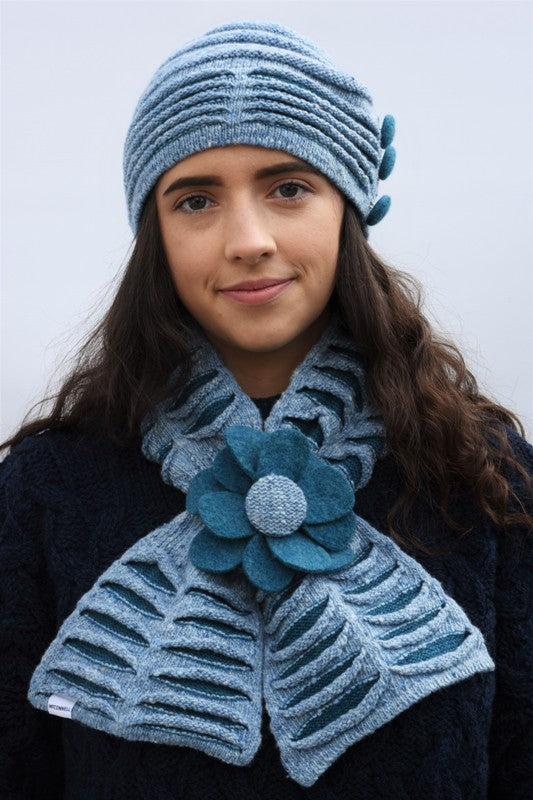 NWT McConnell Blue Plaid Wool Ireland Floral Beanie The Ventry Fishermans Hat main image 2