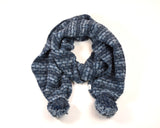 Basketweave Bobble Scarf - Denim - McConnell - looped