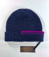 Blanket Stitch Hat - Indigo/Foxglove - Fisherman Out of Ireland