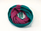 Block Colour Moss Looped Scarf - Privet, Kingfisher and Fiesta - Linda Wilson - looped