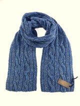 Cable and Rib Scarf & - Denim - Fisherman Out of Ireland