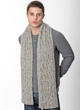 Cable and Rib Scarf - Porridge - Fisherman Out of Ireland - on model