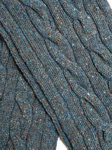 Cable and Rib Scarf - Blue Smoke - Fisherman Out of Ireland - detail