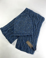 Cable and Rib Scarf & Slouchy Hat - Denim - Fisherman Out of Ireland