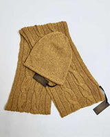 Cable and Rib Scarf & Slouchy Hat with roll edge - Honey - Fisherman Out of Ireland