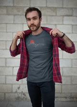 Carrauntoohil T-Shirt - Ink Grey - Due South - on model with shirt