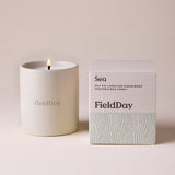 Classic Sea Stoneware Candle – Field Day - candle lit