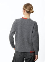 Crew neck sweater with blanket stitch detailing – Grey and Lifebuoy - Fisherman Out of Ireland - back