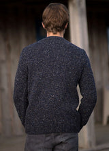 Crew neck jumper - Navy Black - Fisherman Out of Ireland - back on model