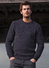 Crew neck jumper - Navy Black - Fisherman Out of Ireland - on model