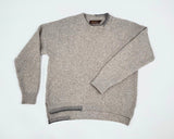 Crew neck sweater with blanket stitch detailing – Porridge and Grey - Fisherman Out of Ireland