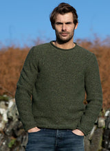 Crew neck with roll edges jumper – Fisherman Out of Ireland - Olive - On model