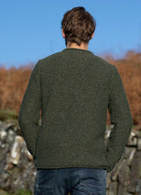 Crew neck with roll edges jumper – Fisherman Out of Ireland - Olive - On model, back