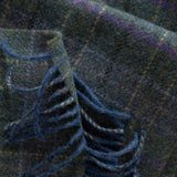 Lambswool Scarf - Blue and Green with Purple Overchecks - John Hanly