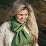 Fine Merino Scarf - Forest Green - John Hanly - on female model