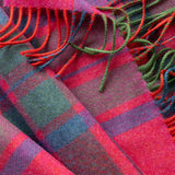 Fine Merino Scarf - Pink, Slate and Navy Blue Check Herringbone - John Hanly - close up