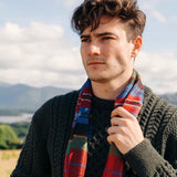 Fine Merino Scarf - Red, Blue and Green Plaid - John Hanly - on model 2