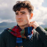 Fine Merino Scarf - Red, Blue and Green Plaid - John Hanly - on model