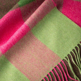Fine Merino Scarf - Pink and Green Block - John Hanly - close up