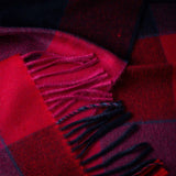 Fine Merino Scarf - Red, Pink and Navy Check - John Hanly - close up