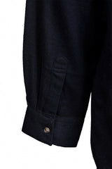 Flannel Granddad Shirt - Navy Melange Twill - Lee Valley - detail slieve
