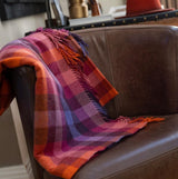 Lambswool Throw - Pink Peony, Viola and Orange Check - John Hanly - lifestyle