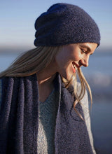 Links Stitch Alpaca Scarf and Beanie - Denim - Fisherman Out of Ireland - detail