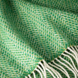 Merino and Cashmere Throw – Green Herringbone - John Hanly - detail