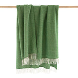 Merino and Cashmere Throw – Green Herringbone - John Hanly
