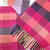 Merino and Cashmere Throw – Pink, Mauve, Purple Diamond Weave - John Hanly - detail