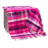 Merino and Cashmere Throw – Pink, Mauve, Purple Diamond Weave - John Hanly