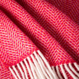 Merino and Cashmere Throw – Raspberry Herringbone - John Hanly - detail