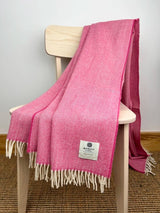 Merino lambswool Throw - Rasberry Rose Herringbone - McNutt - on chair