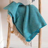 Merino and Cashmere Throw - Green and Aqua Herringbone - John Hanly - lifestyle