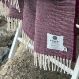 Merino lambswool Ripple Throw - Burgundy - McNutt - close up
