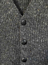 Ribbed Button Waistcoat - Wool Steel - Fisherman Out of Ireland - detail