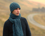 Ribbed Hat - Teal Grey - Fisherman Out of Ireland - on model