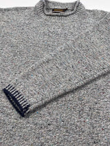 Ribbed Roll Neck Jumper with curved end at back - Seagull - Fisherman Out of Ireland - close up sleeve