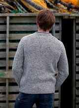 Saddle Shoulder Roll Neck Jumper - Porridge - Fisherman Out of Ireland - back on model
