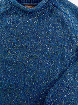 addle Shoulder Roll Neck Jumper - Denim - Fisherman Out of Ireland - detail