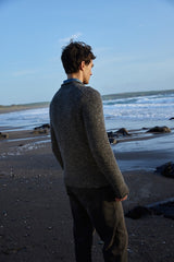 Saddle Shoulder Roll Neck Jumper - Steel Wool - Fisherman Out of Ireland - on model - back
