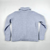 Shawl Collar Tuck Stitch Cardigan - Forget Me Not - Fisherman Out of Ireland - back