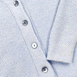 Shawl Collar Tuck Stitch Cardigan - Forget Me Not - Fisherman Out of Ireland - close up