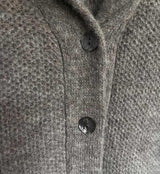 Shawl Collar Tuck Stitch Cardigan - Smoke - Fisherman Out of Ireland - detail front