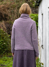 Slouchy Funnel Neck sweater - Lilac - Fisherman Out of Ireland - on model, back