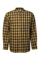 Vintage Granddad Shirt - Mustard and Navy Plaid Check - Lee Valley - front