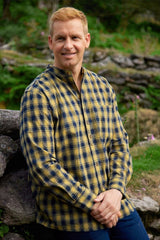 Vintage Granddad Shirt - Mustard and Navy Plaid Check - Lee Valley