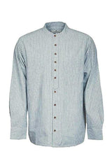 Vintage Granddad Shirt - Slate grey pin stripes - Lee Valley - front