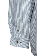 Vintage Granddad Shirt - Slate grey pin stripes - Lee Valley - detail slieve
