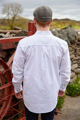 Vintage Granddad Shirt - Lee Valley - Blue pin stripes on white ground - on model, back